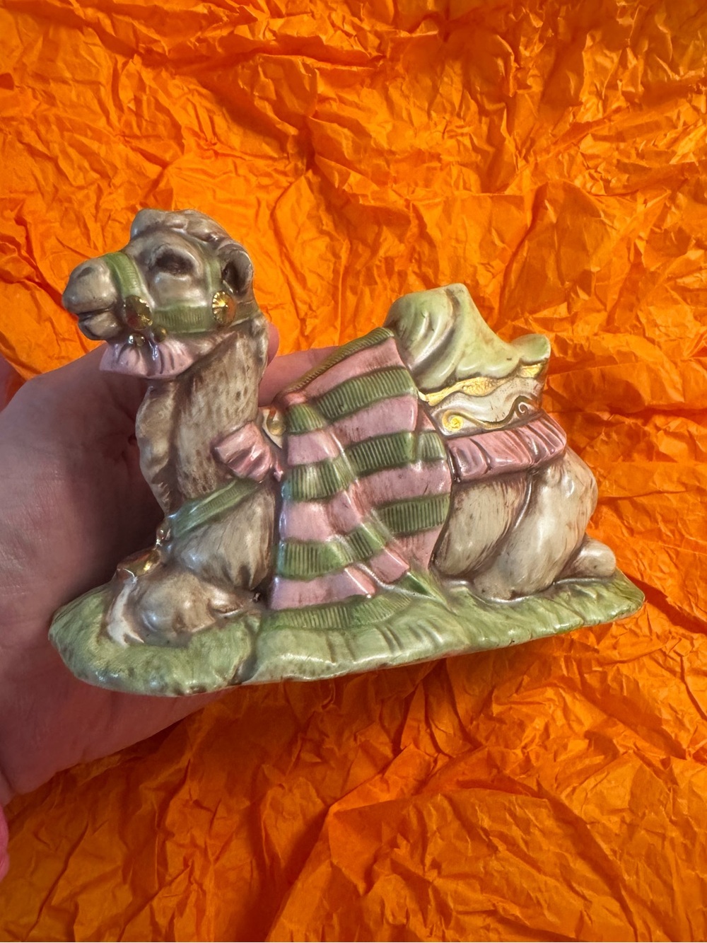 Vintage handmade nativity set piece-camel